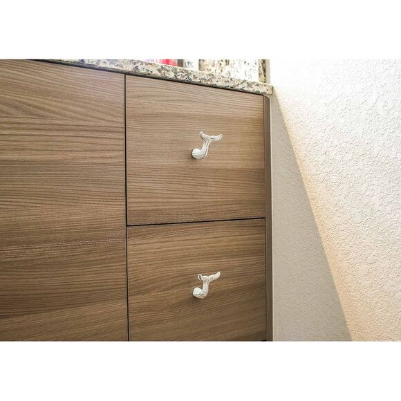 White Cast Iron Whale Tail Drawer or Cabinet Door Pulls Set of 12 - Picture 4 of 9